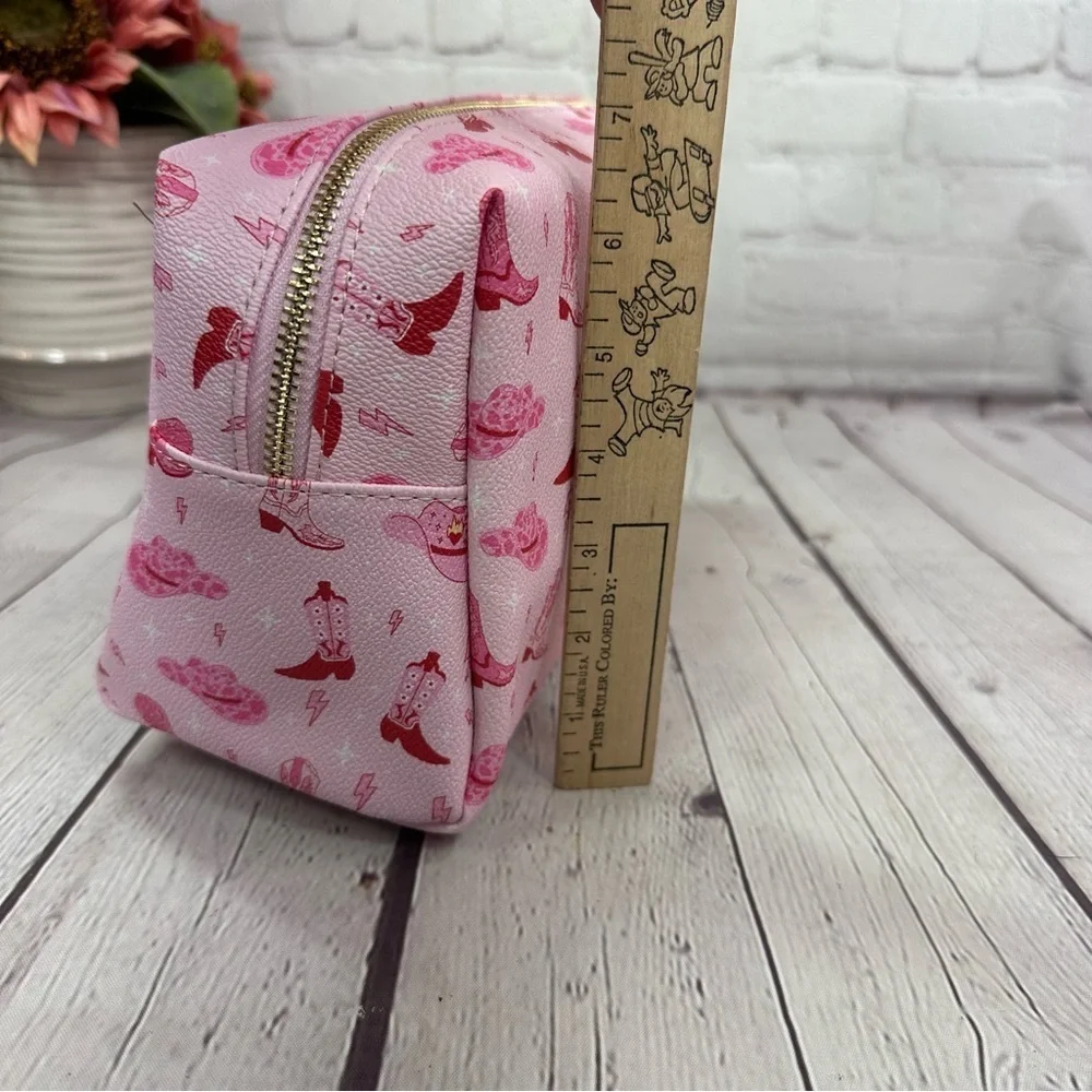 NWT blush crush Pink western cowgirl coquette travel makeup Cosmetic Bag